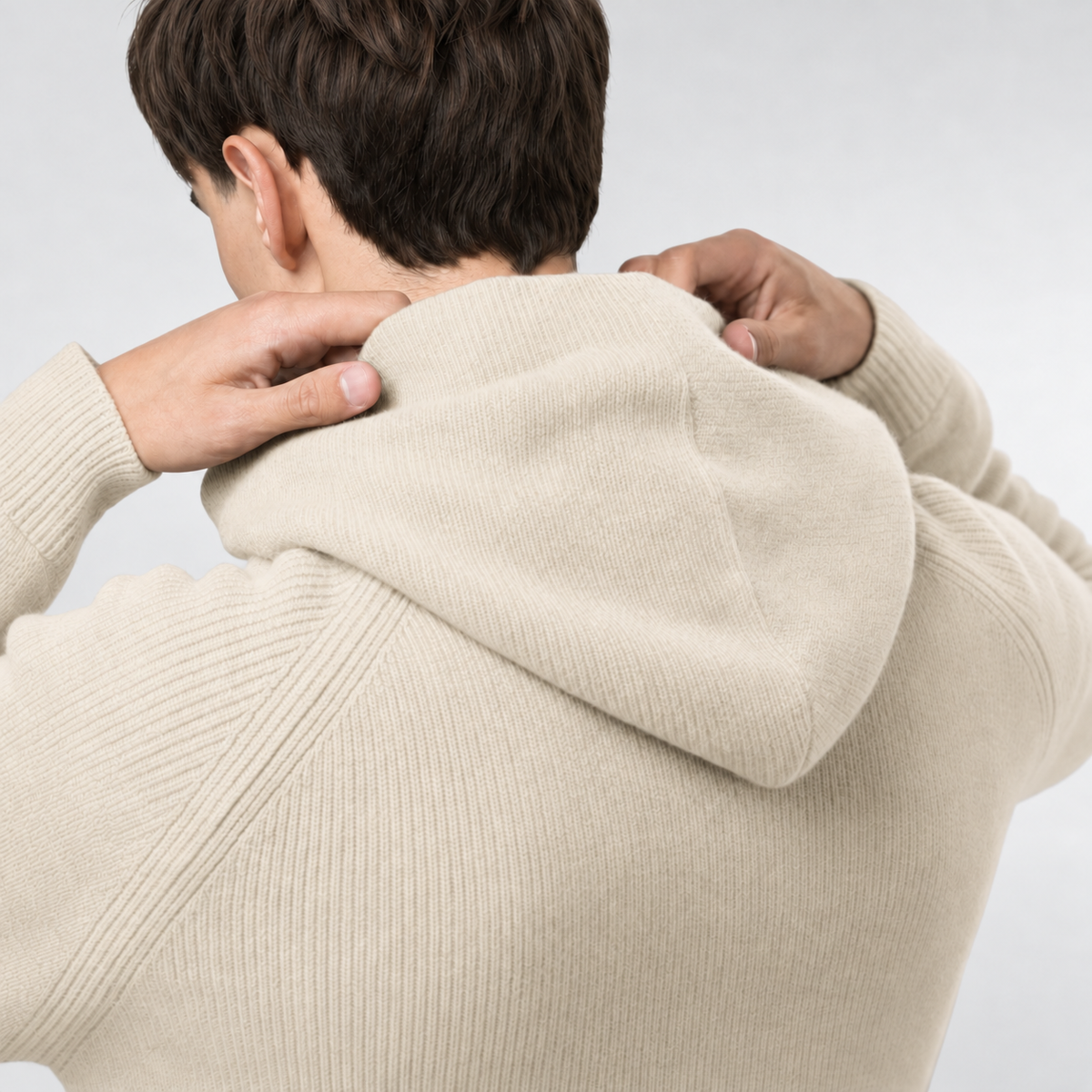 Knit Zip Hoodie Cream