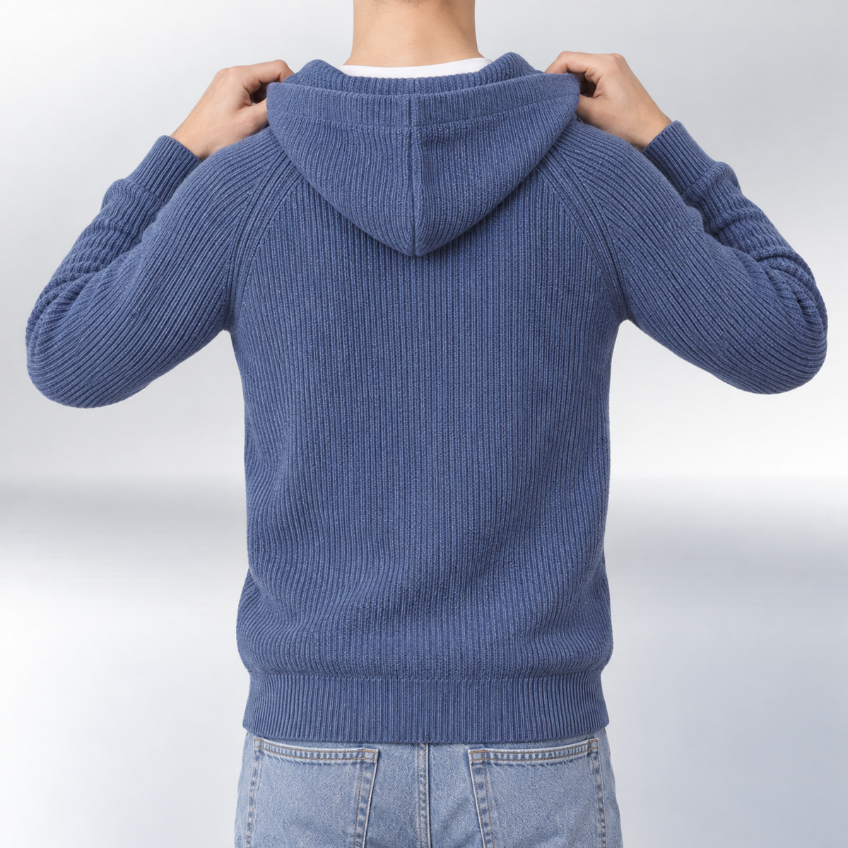 Knit Zip Hoodie Noble Blue