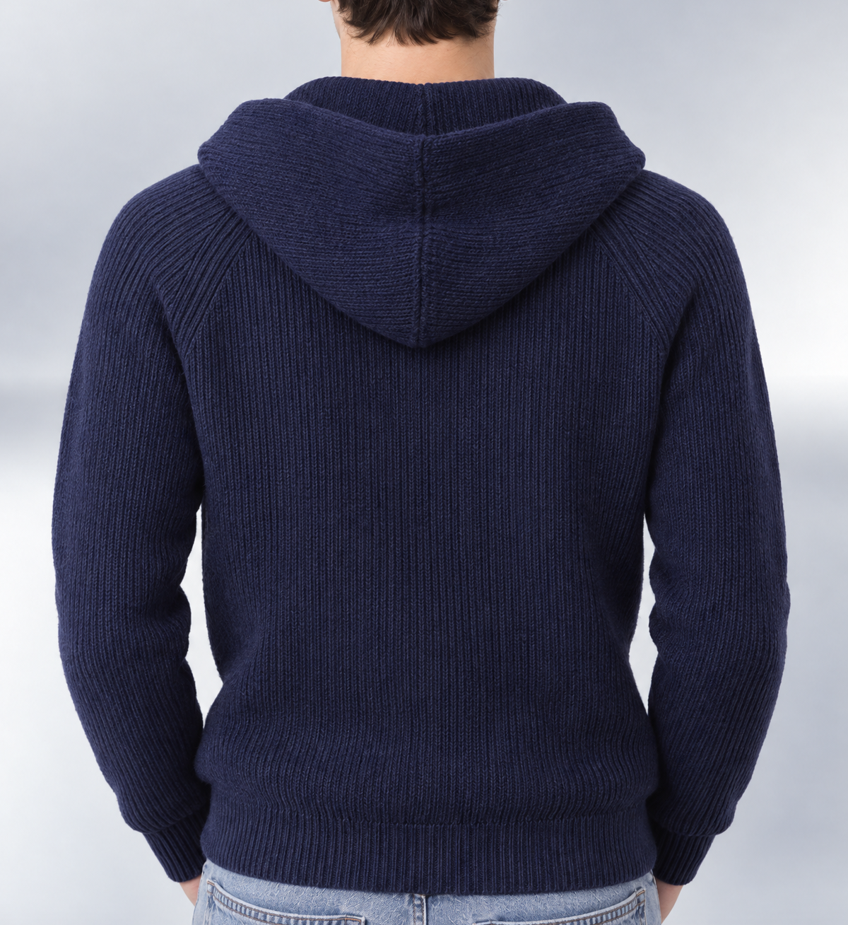Knit Zip Hoodie Navy