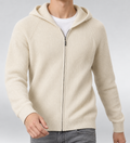 Knit Zip Hoodie Cream