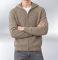 Knit Zip Hoodie Beige